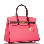Hermes Birkin 30cm Bi-Color Rose Azalee and Bordeaux Epsom Gold Hardware - Image 2