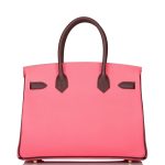 Hermes Birkin 30cm Bi-Color Rose Azalee and Bordeaux Epsom Gold Hardware - Image 4