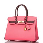 Hermes Birkin 30cm Bi-Color Rose Azalee and Bordeaux Epsom Gold Hardware - Image 5