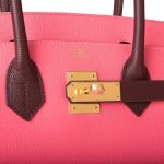 Hermes Birkin 30cm Bi-Color Rose Azalee and Bordeaux Epsom Gold Hardware - Image 7