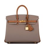 Hermes Birkin 25 Gris Asphalte and Gold Togo Brushed Gold Hardware