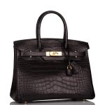 Hermes Birkin 30cm Black Matte Alligator Gold Hardware - Image 2