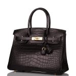 Hermes Birkin 30cm Black Matte Alligator Gold Hardware - Image 5