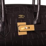 Hermes Birkin 30cm Black Matte Alligator Gold Hardware - Image 7