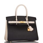 Hermes Birkin 30cm Brushed Gold Hardware Bi-Color Black and Craie Epsom - Image 2