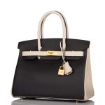 Hermes Birkin 30cm Brushed Gold Hardware Bi-Color Black and Craie Epsom - Image 3