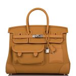 Hermes Birkin 35cm Desert/Sesame Swift and Toile Canvas "Cargo" Palladium Hardware