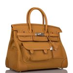 Hermes Birkin 35cm Desert/Sesame Swift and Toile Canvas "Cargo" Palladium Hardware - Image 7