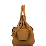 Hermes Birkin 35cm Desert/Sesame Swift and Toile Canvas "Cargo" Palladium Hardware - Image 4