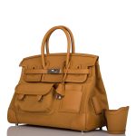 Hermes Birkin 35cm Desert/Sesame Swift and Toile Canvas "Cargo" Palladium Hardware - Image 3