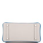Hermes Birkin 25 Gris Mouette and Mykonos Clemence Brushed Palladium Hardware - Image 3