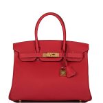 Hermes Birkin 30 Rouge Casaque Togo Gold Hardware