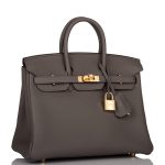 Hermes Birkin 25 Etain Togo Gold Hardware - Image 3