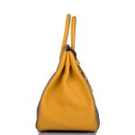 Hermes Birkin 35 Etoupe and Jaune Ambre Togo Brushed Gold Hardware - Image 2