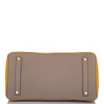 Hermes Birkin 35 Etoupe and Jaune Ambre Togo Brushed Gold Hardware - Image 5