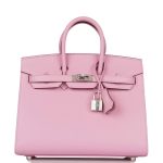 Hermes Birkin 25 Mauve Sylvestre Sellier Veau Madame Palladium Hardware