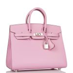 Hermes Birkin 25 Mauve Sylvestre Sellier Veau Madame Palladium Hardware - Image 3