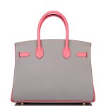 Hermes Birkin 30 Gris Mouette and Rose Azalee Epsom Permabrass Hardware - Image 4