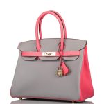 Hermes Birkin 30 Gris Mouette and Rose Azalee Epsom Permabrass Hardware - Image 5