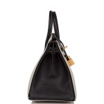 Hermes Birkin 25 Gris Perle and Black Chèvre Brushed Gold Hardware - Image 4