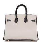 Hermes Birkin 25 Gris Perle and Black Chèvre Brushed Gold Hardware - Image 2