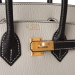 Hermes Birkin 25 Gris Perle and Black Chèvre Brushed Gold Hardware - Image 6