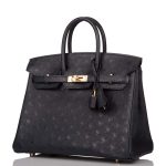 Hermes Birkin 25 Bleu Indigo Ostrich Rose Gold Hardware - Image 5