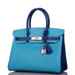 Hermes Birkin 30 Celeste and Bleu Electric Epsom Rose Gold Hardware - Image 4