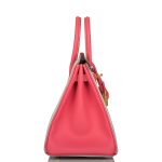 Hermes Birkin 25 Gris Perle and Rose Azalee Chèvre Brushed Gold Hardware - Image 3