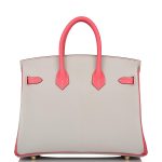 Hermes Birkin 25 Gris Perle and Rose Azalee Chèvre Brushed Gold Hardware - Image 2