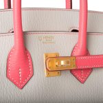 Hermes Birkin 25 Gris Perle and Rose Azalee Chèvre Brushed Gold Hardware - Image 6