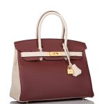Hermes Birkin 30 Rouge H and Craie Togo Brushed Gold Hardware - Image 2