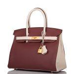 Hermes Birkin 30 Rouge H and Craie Togo Brushed Gold Hardware - Image 9