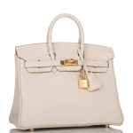 Hermes Birkin 25 Craie Togo Gold Hardware - Image 6