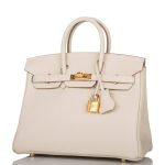 Hermes Birkin 25 Craie Togo Gold Hardware - Image 7