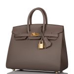 Hermes Birkin Sellier 25 Etain Epsom Gold Hardware - Image 4