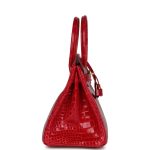 Hermes Birkin 30 Braise Shiny Porosus Crocodile Gold Hardware - Image 7