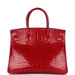 Hermes Birkin 30 Braise Shiny Porosus Crocodile Gold Hardware - Image 4