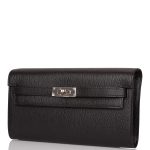 Hermes Black Chevre Kelly Wallet To Go Palladium Hardware - Image 4
