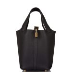 Hermes Black Clemence Picotin Lock 18cm Gold Hardware