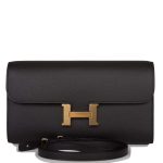 Hermes Black Epsom Constance Wallet To Go Gold Hardware