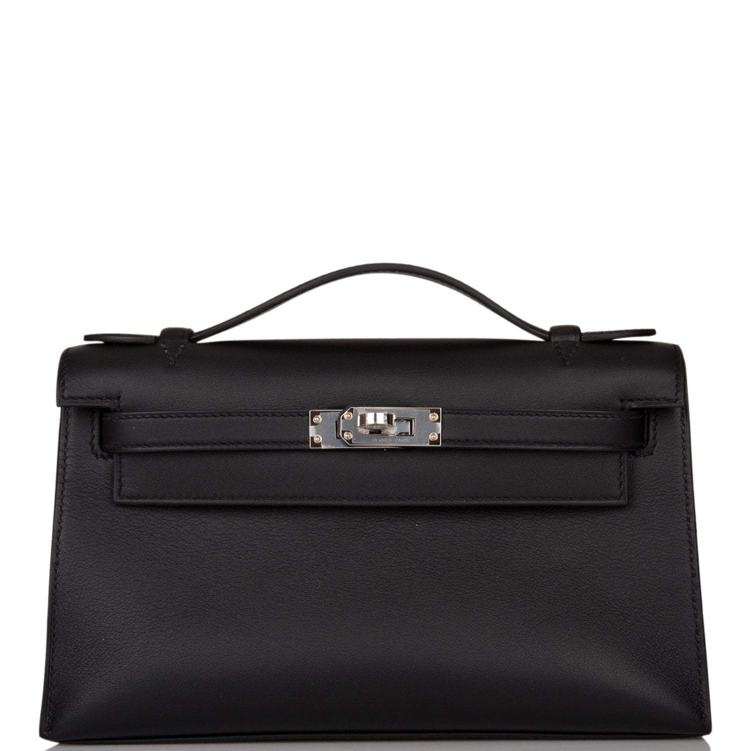 H-FBSLG-072921-1-1 Hermes Black Swift Mini Kelly Pochette Palladium Hardware - Image 1