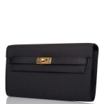 Hermes Black Epsom Kelly Wallet To Go Gold Hardware - Image 4