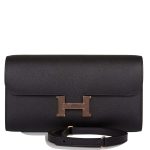 Hermes Black Epsom Constance Wallet To Go Rose Gold Hardware