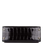Hermes Black Shiny Niloticus Crocodile Sellier Kelly 28cm Gold Hardware - Image 6