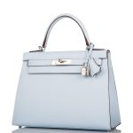Hermes Bleu Brume Epsom Sellier Kelly 28cm Palladium Hardware - Image 5