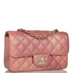 Chanel Mini Rectangular Flap Bag Pink Ombre Metallic Lambskin Light Gold Hardware - Image 4