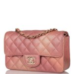 Chanel Mini Rectangular Flap Bag Pink Ombre Metallic Lambskin Light Gold Hardware - Image 5