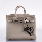 Hermes Birkin 25 Craie Togo Palladium Hardware - 2020, Y - Image 12