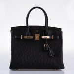 Hermes Birkin 30 Black Ostrich with Rose Gold Hardware - 2020, Y - Image 7